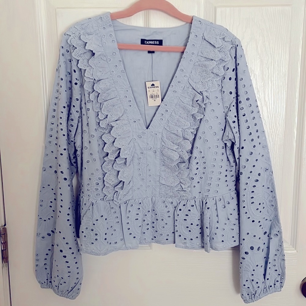 Express ruffle eyelet blouse XS